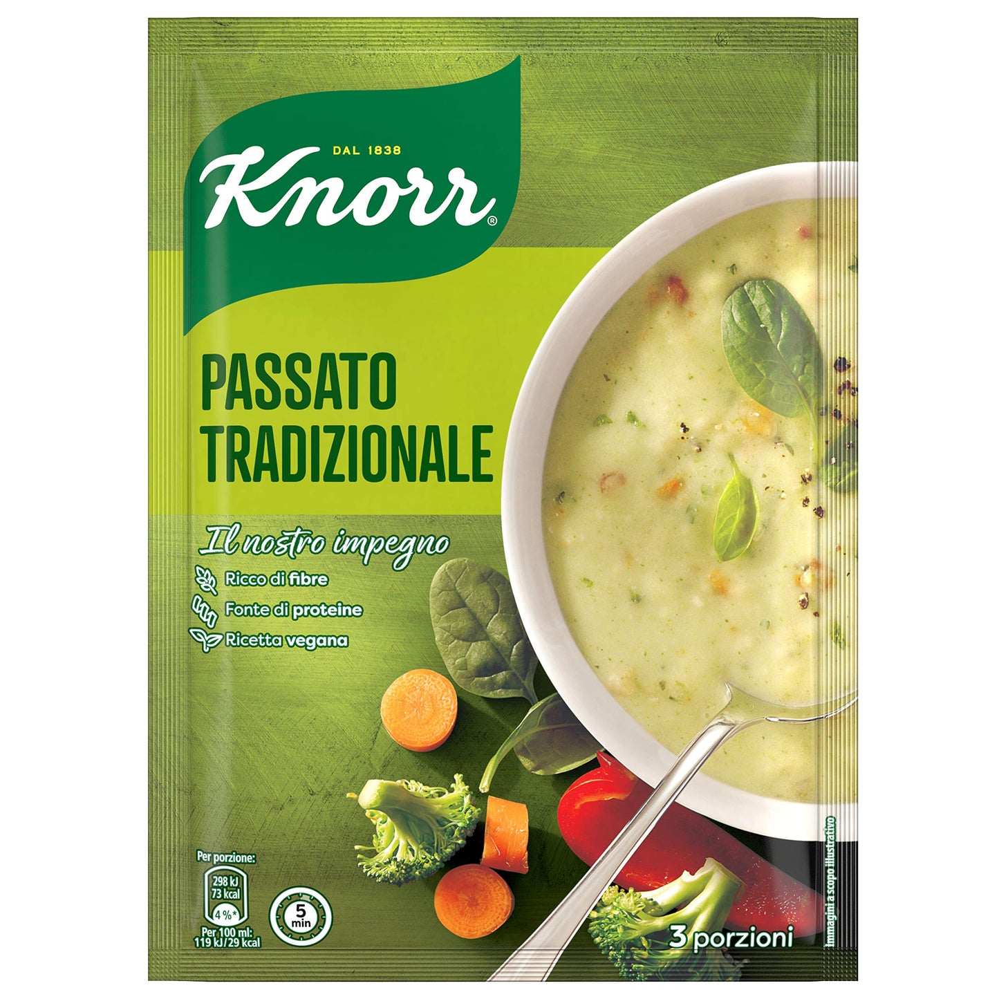 Knorr Passato di Verdure, Piatti Pronti Knorr con Ingredienti Naturali, Senza Coloranti e Senza Conservanti Aggiunti, Ricco e Fonte di Fibre, Vegano, 750ml