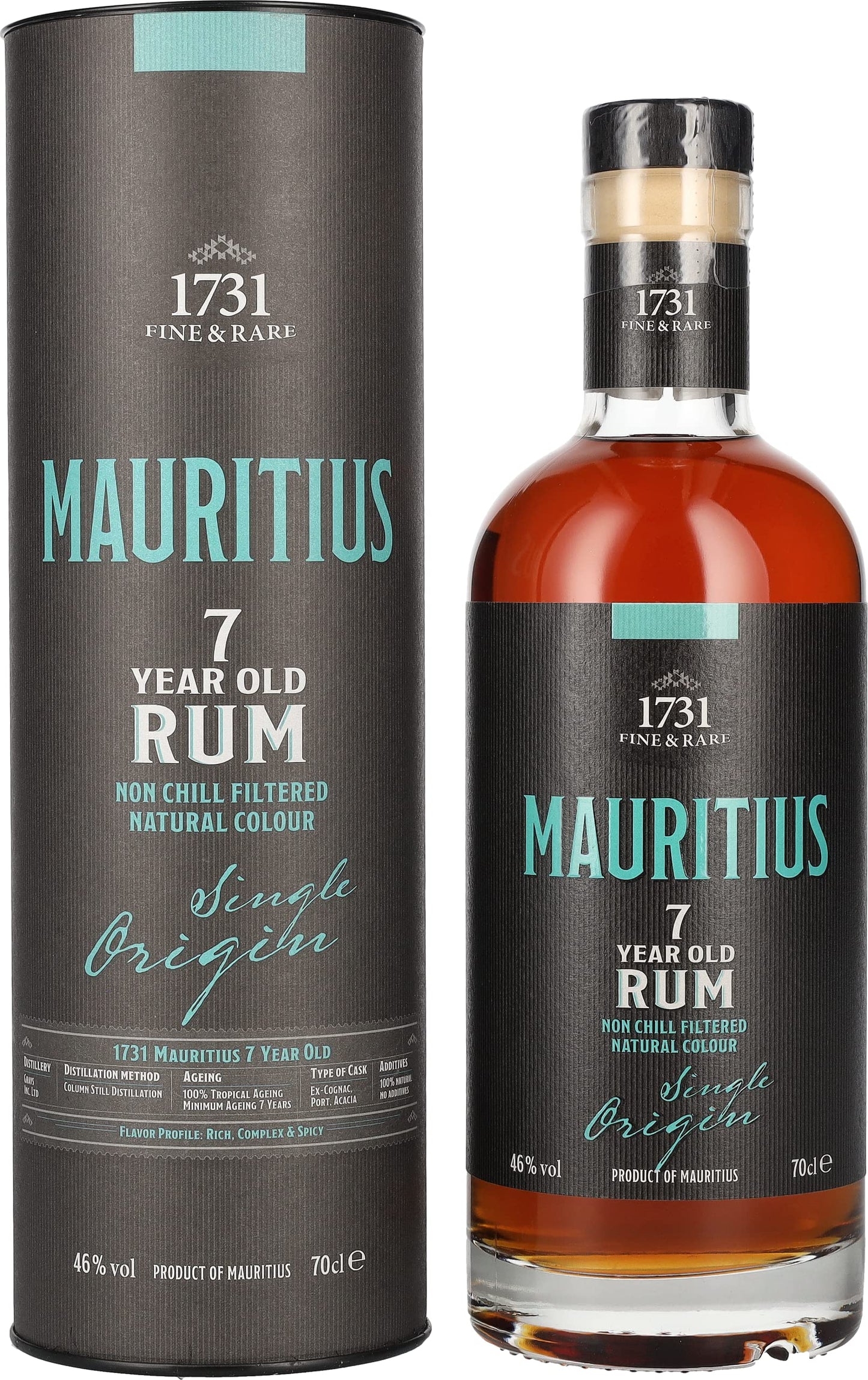 1731 Fine & Rare MAURITIUS 7 Years Old Single Origin Rum 46% Vol. 0,7l in Giftbox