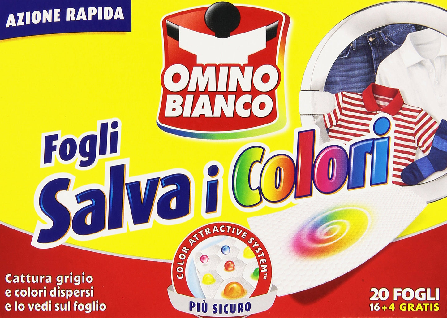 Omino Bianco - Fogli Salva i Colori - 4 confezioni da 20 fogli [80 fogli]