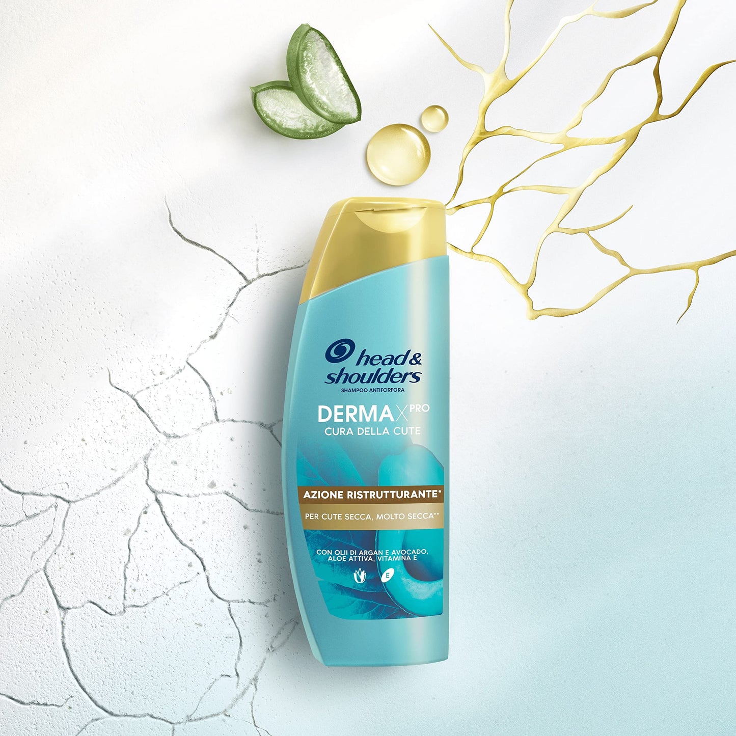 Head & Shoulders DERMAXPRO Shampoo Antiforfora Azione Ristrutturante Per La Cute Molto Secca, Con Olii Di Argan E Avocado, Aloe Attiva, Vitamina E, 225 ml