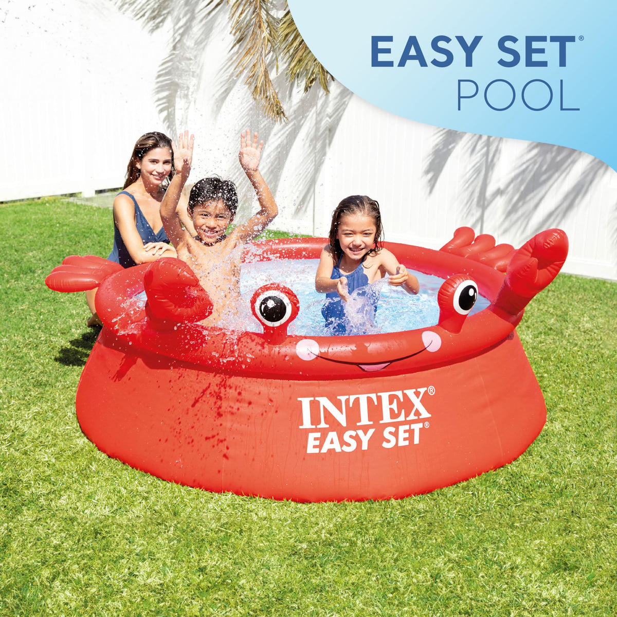 INTEX 26100EH Happy Crab Easy Set - Piscina gonfiabile, 1,8 x 50,8 cm, materiale resistente alle forature, gonfiaggio rapido, capacità 232 galloni, profondità acqua 40,6 cm