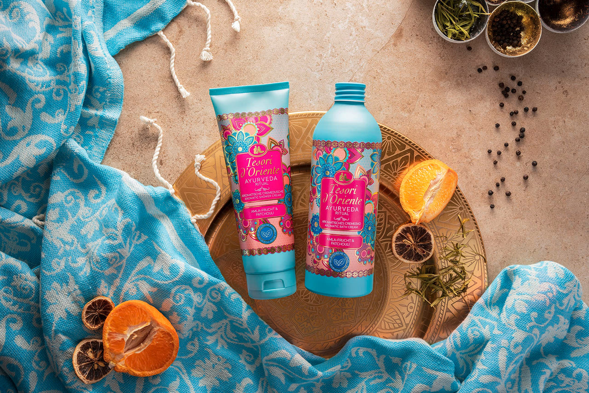 TESORI D'ORIENTE d'Oriente - Bagno in crema Byzantium, 500 ml, aromatico con rosa nera e labdano per la cura del corpo e dei sensi